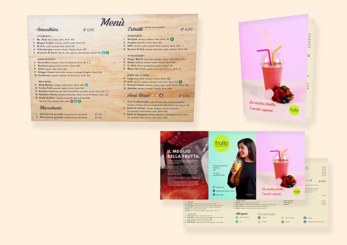 Pagina menu con sfondo foglie tropicali